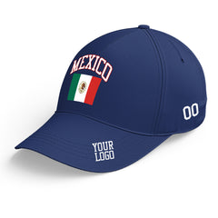 Custom Navy Baseball Cap Mexico Flag Adjustable Hat