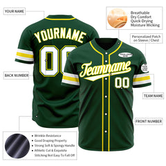 Custom Green Baseball Jersey Authentic Button Down Vintage Game Training Shirt