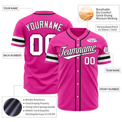 Custom Pink Baseball Jersey Authentic Button Down Vintage Game Training Shirt