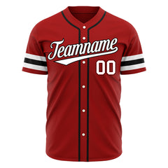 Custom Red Baseball Jersey Authentic Button Down Vintage Game Training Shirt