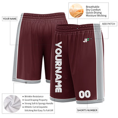 Custom Burgundy Basketball Shorts Athletic Mesh Training Shorts