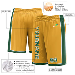 Custom Gold Basketball Shorts Athletic Mesh Training Shorts