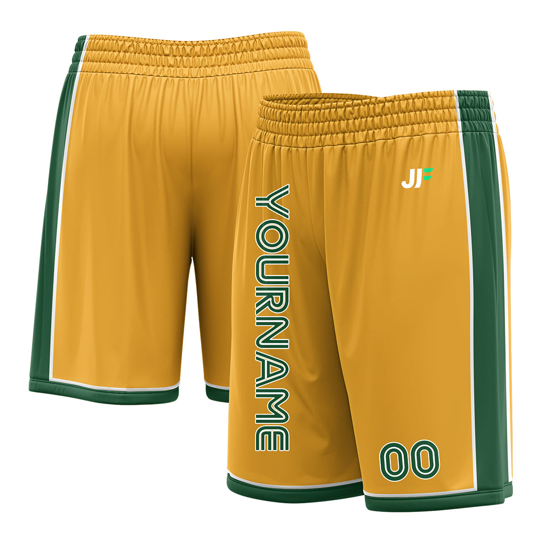 Custom Gold Basketball Shorts Athletic Mesh Training Shorts