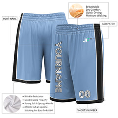 Custom Light Blue Basketball Shorts Athletic Mesh Training Shorts