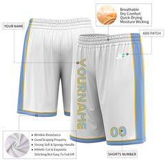 Custom White Basketball Shorts Athletic Mesh Training Shorts