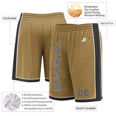 Custom Old Gold Basketball Shorts Athletic Mesh Training Shorts