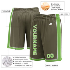 Custom Olive Basketball Shorts Athletic Mesh Training Shorts