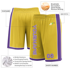 Custom Yellow Basketball Shorts Athletic Mesh Training Shorts