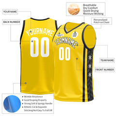 Custom Yellow Basketball Jersey Mesh Athletic City Team Sport Shirts