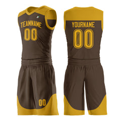 Custom Brown Mesh Basketball Uniform For Adult Youth Fans Jersey