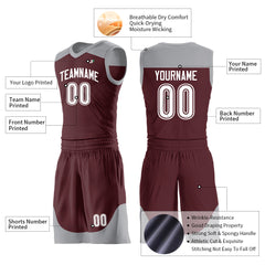 Custom Burgundy Mesh Basketball Uniform For Adult Youth Fans Jersey