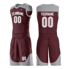 Custom Burgundy Mesh Basketball Uniform For Adult Youth Fans Jersey