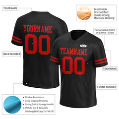 Custom Black Football Jersey Athletic Shirt For Adult Youth