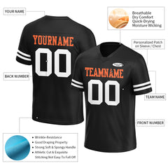 Custom Black Football Jersey Athletic Shirt For Adult Youth