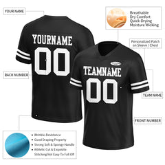 Custom Black Football Jersey Athletic Shirt For Adult Youth