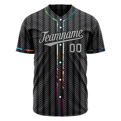 Custom Black Full Button Down Fans Special Edition Authentic Stripe Baseball Jersey