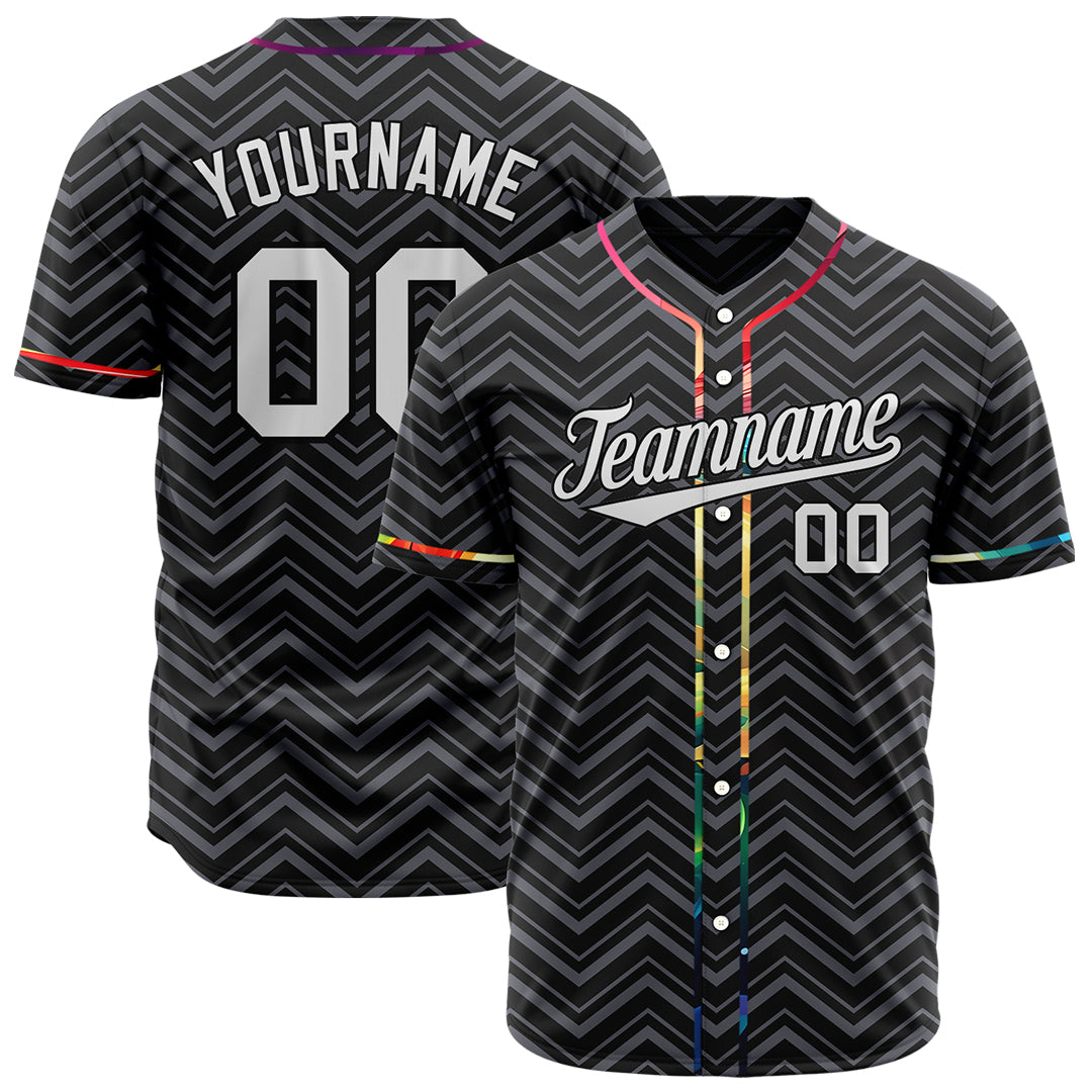 Custom Black Full Button Down Fans Special Edition Authentic Stripe Baseball Jersey