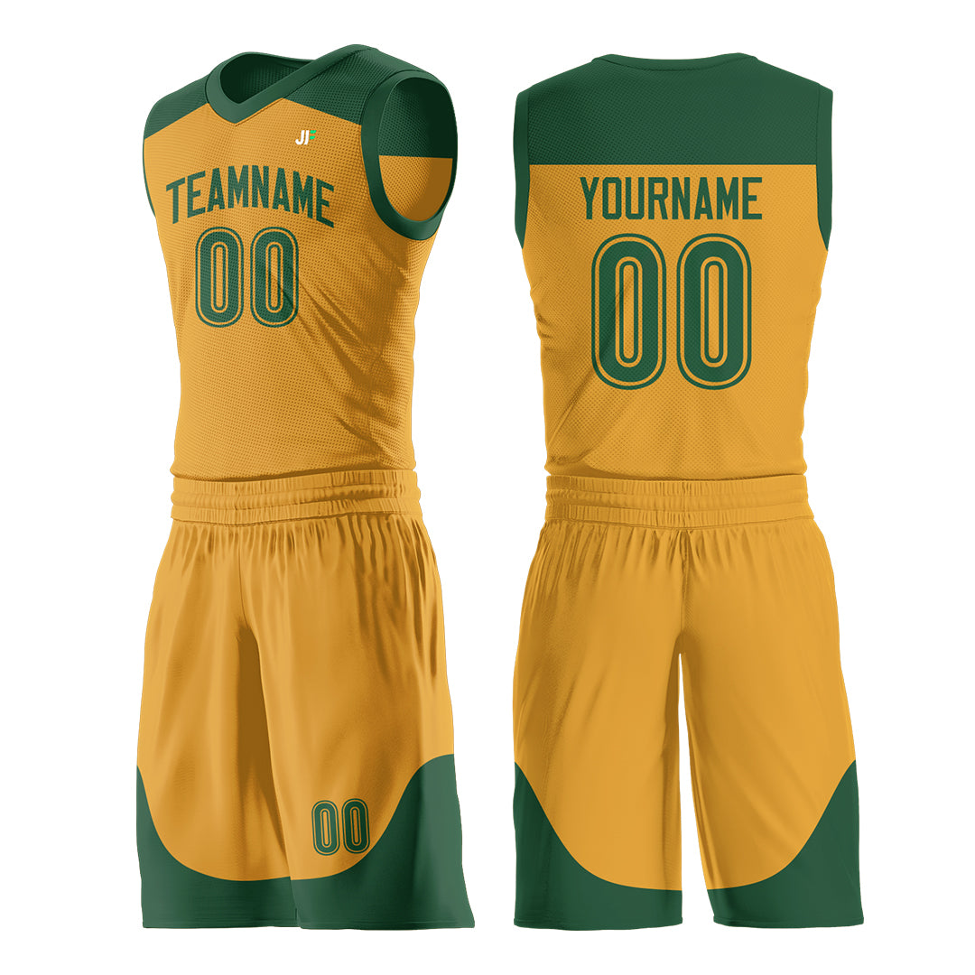 Custom Gold Mesh Basketball Uniform For Adult Youth Fans Jersey