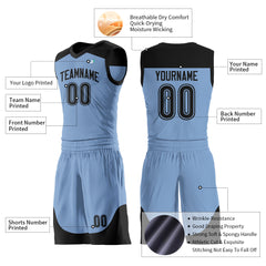 Custom Light Blue Mesh Basketball Uniform For Adult Youth Fans Jersey