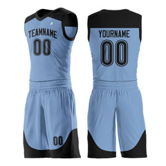 Custom Light Blue Mesh Basketball Uniform For Adult Youth Fans Jersey