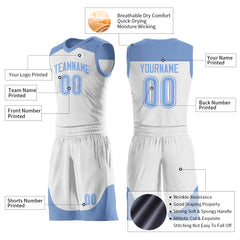 Custom White Mesh Basketball Uniform For Adult Youth Fans Jersey