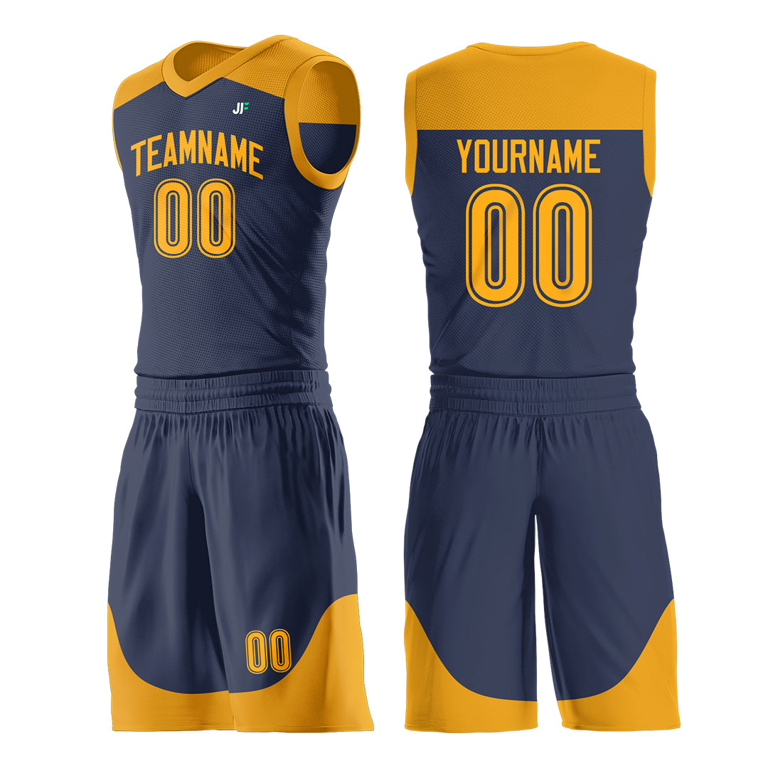 Custom Navy Mesh Basketball Uniform For Adult Youth Fans Jersey