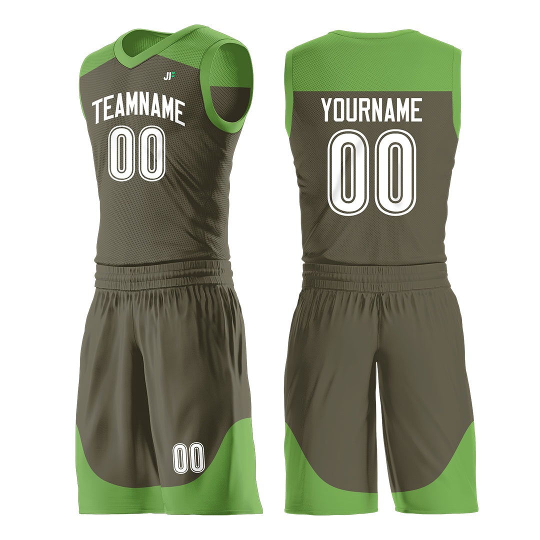 Custom Olive Mesh Basketball Uniform For Adult Youth Fans Jersey