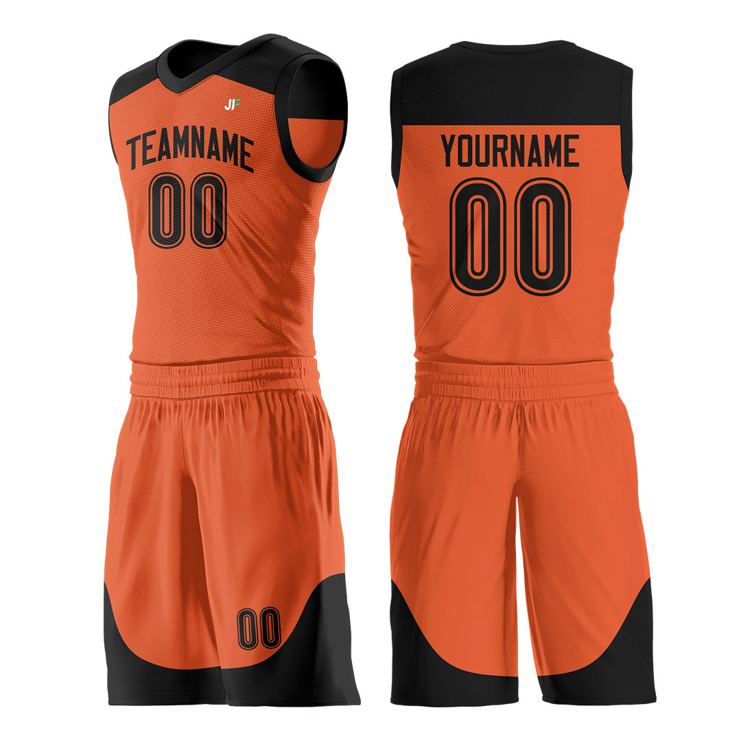 Custom Orange Mesh Basketball Uniform For Adult Youth Fans Jersey