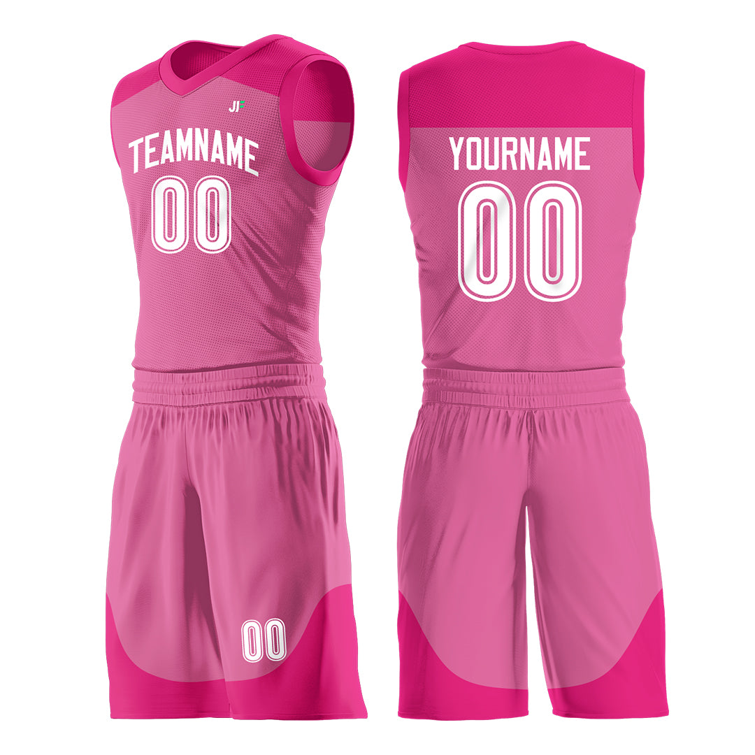 Custom Pink Mesh Basketball Uniform For Adult Youth Fans Jersey