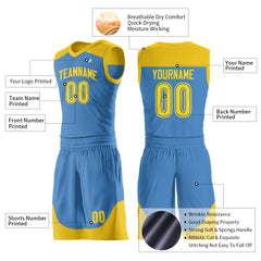 Custom Powder Blue Mesh Basketball Uniform For Adult Youth Fans Jersey