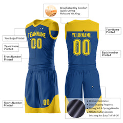 Custom Royal Mesh Basketball Uniform For Adult Youth Fans Jersey