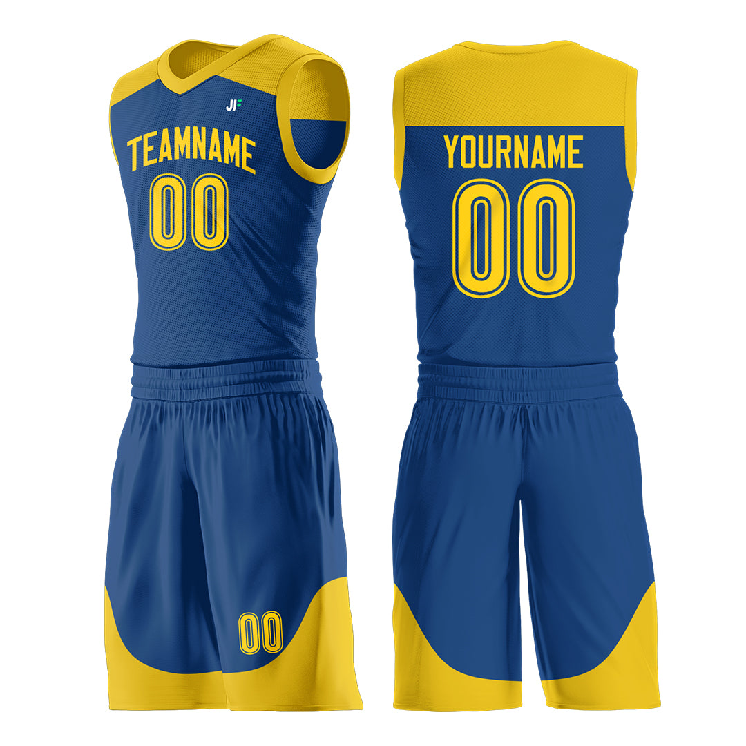 Custom Royal Mesh Basketball Uniform For Adult Youth Fans Jersey