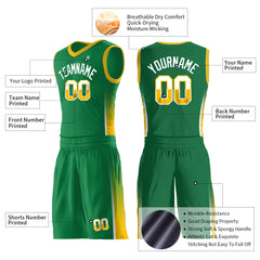 Custom Green Basketball Uniform Design Your Own Print Athletic V Neck Mesh Jersey