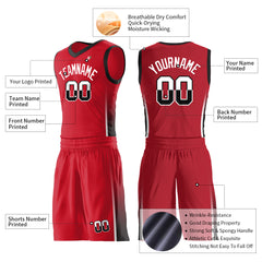 Custom Red Basketball Uniform Design Your Own Print Athletic V Neck Mesh Jersey Design Your Own