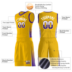 Custom Yellow Basketball Uniform Design Your Own Print Athletic V Neck Mesh Jersey Design Your Own